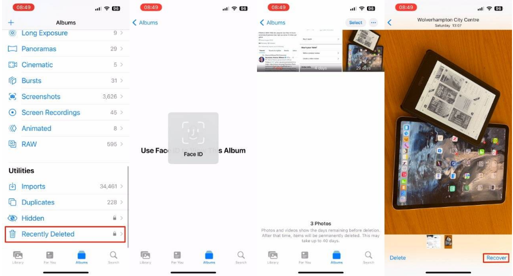 大足苹果14维修分享 iPhone14 上恢复已删除的照片 