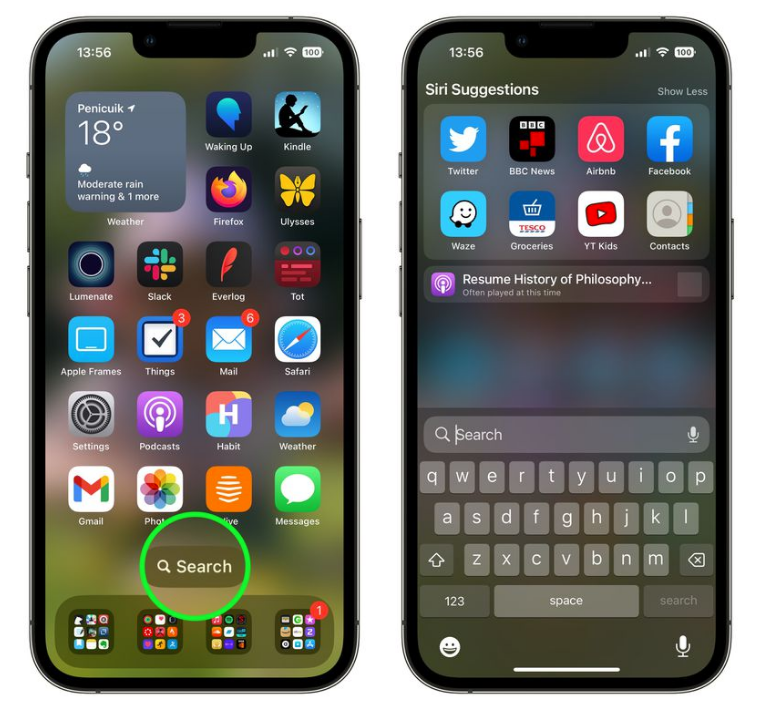 大足苹果手机维修分享升级到 iOS 16 后，如何删除主屏幕上的搜索按钮 