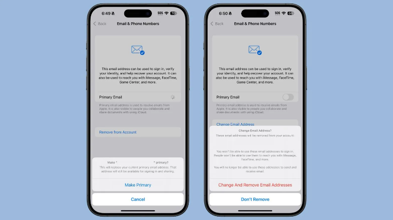 大足苹果手机维修分享苹果 iOS 18.1 支持设置“主要”邮箱地址并更改 iCloud 邮箱 