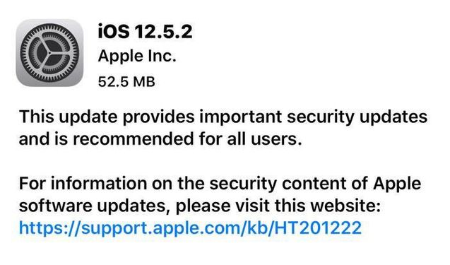 大足苹果手机维修分享iOS12.5.2发布，建议所有老苹果用户安装 